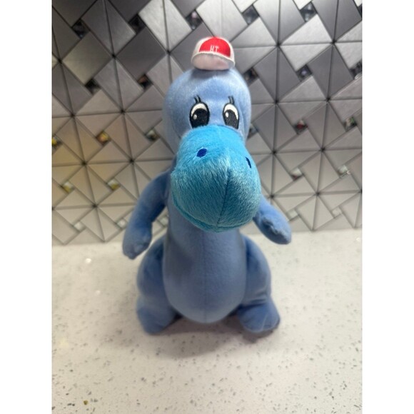 Rare Huga Tuga 2008 Blue Dinosaur Plush Wearing Hat Children Kawaii 12in - Picture 1 of 9